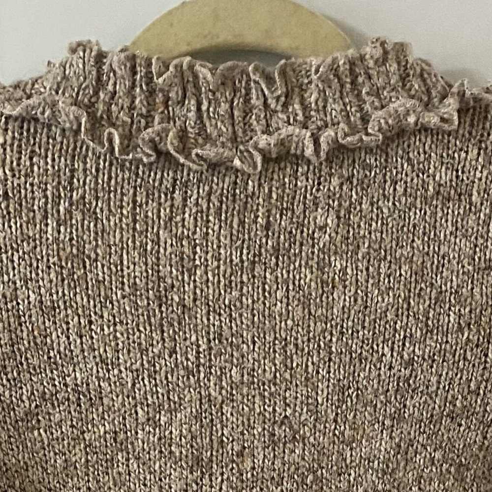 FEVER Sweater, Thick, Knit, Chunky, Ruffles, Flower, Neutral, Sz S, coastal - Picture 11 of 14